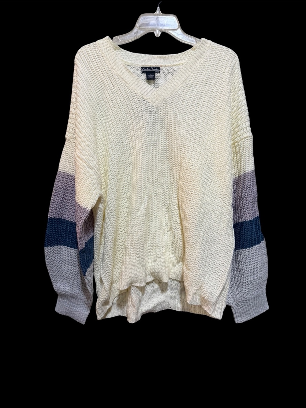 Evelyn Taylor Stripe V-Neck Sweater NEW SIZE 3X -New With Tag